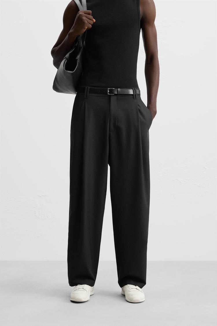 Relaxed Pleated Culotte Pants