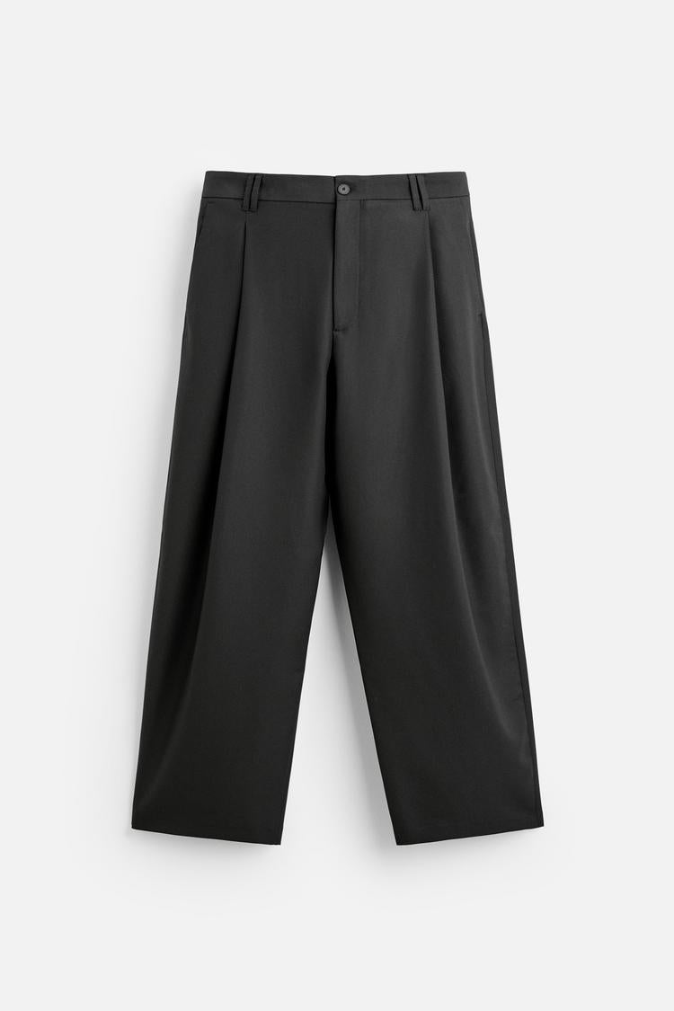 Relaxed Pleated Culotte Pants