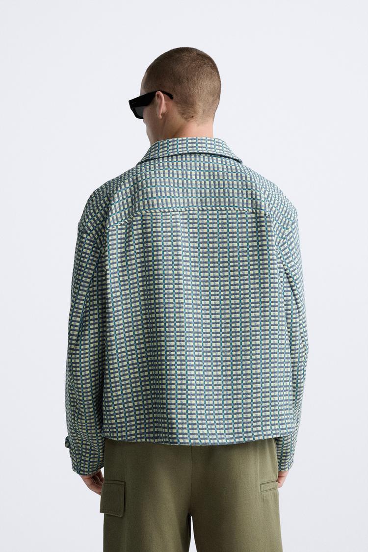 CHECKERED JACQUARD BOMBER JACKET