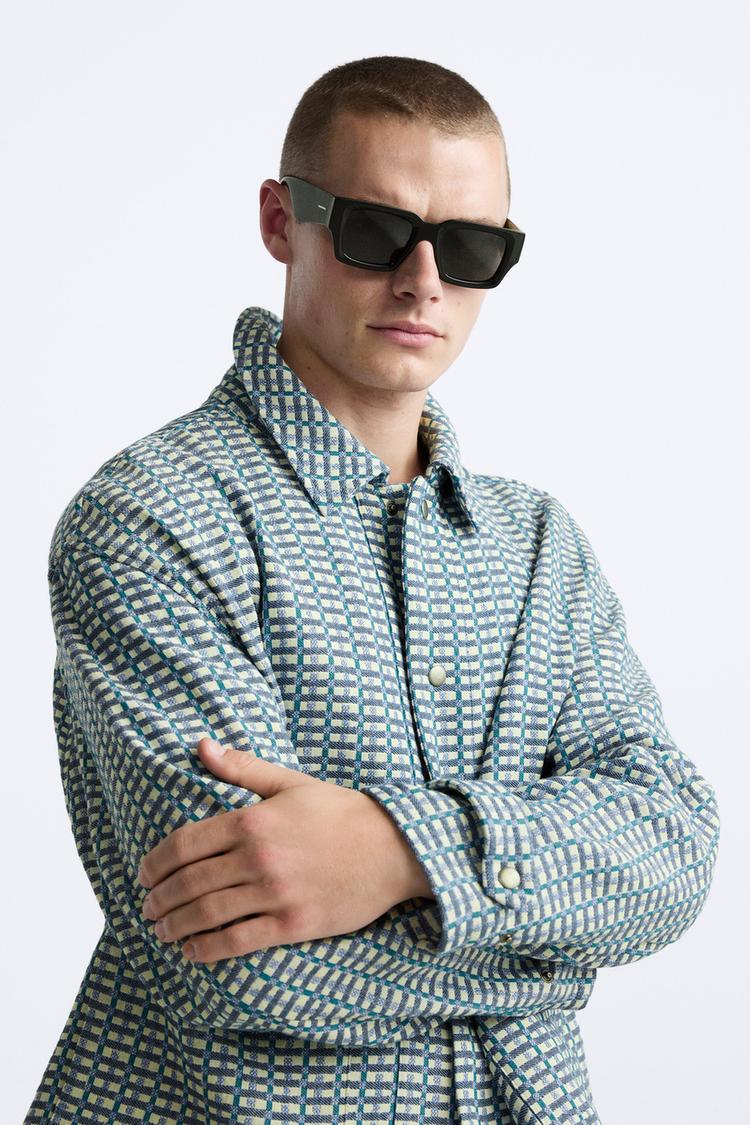 CHECKERED JACQUARD BOMBER JACKET