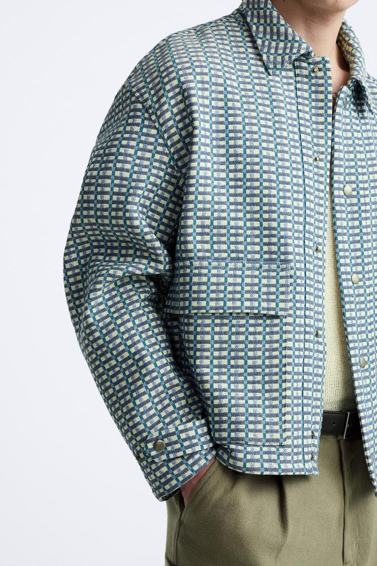 CHECKERED JACQUARD BOMBER JACKET