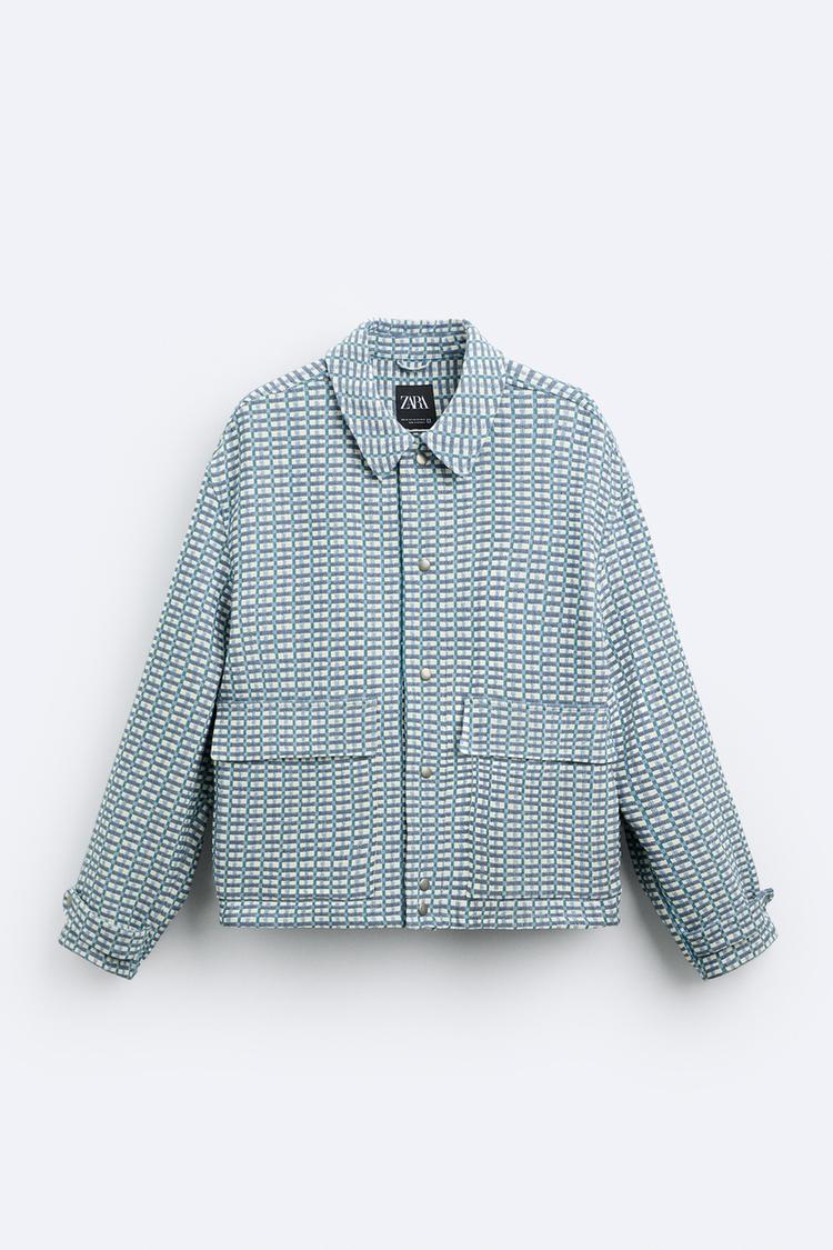 CHECKERED JACQUARD BOMBER JACKET