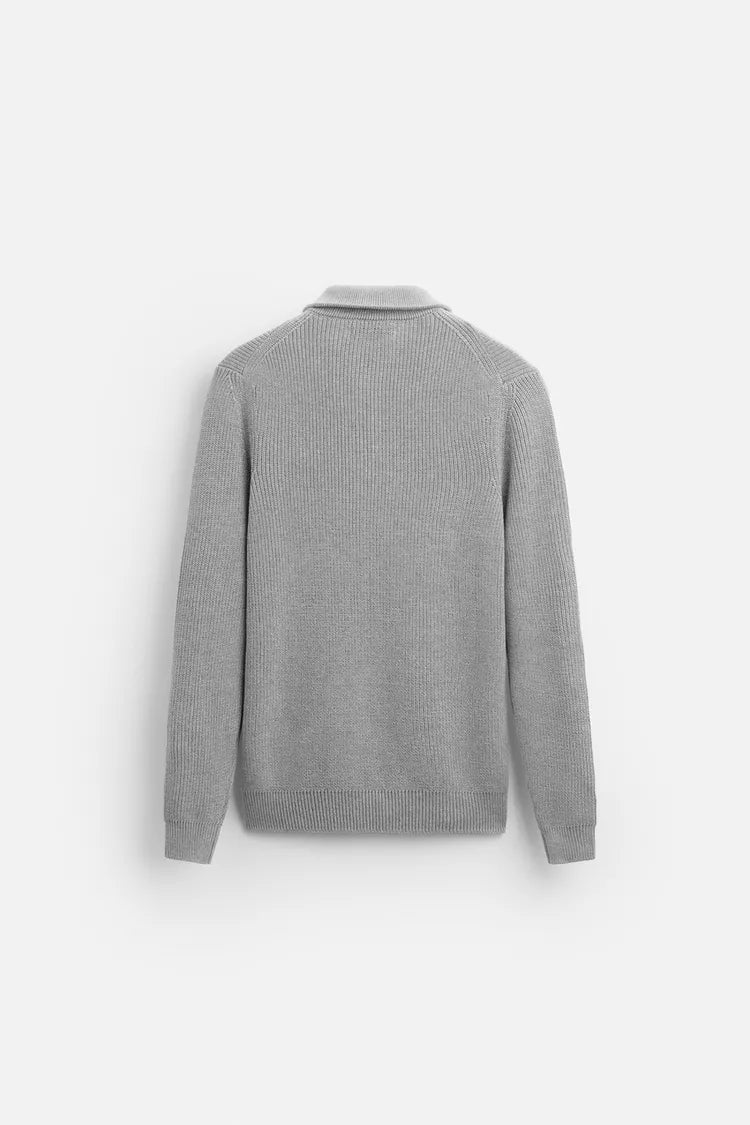 Heather gray zip-up sweatshirt with collar