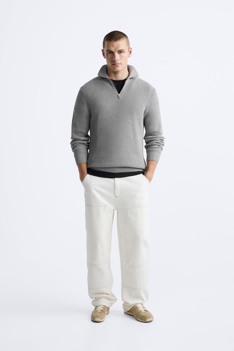 Heather gray zip-up sweatshirt with collar