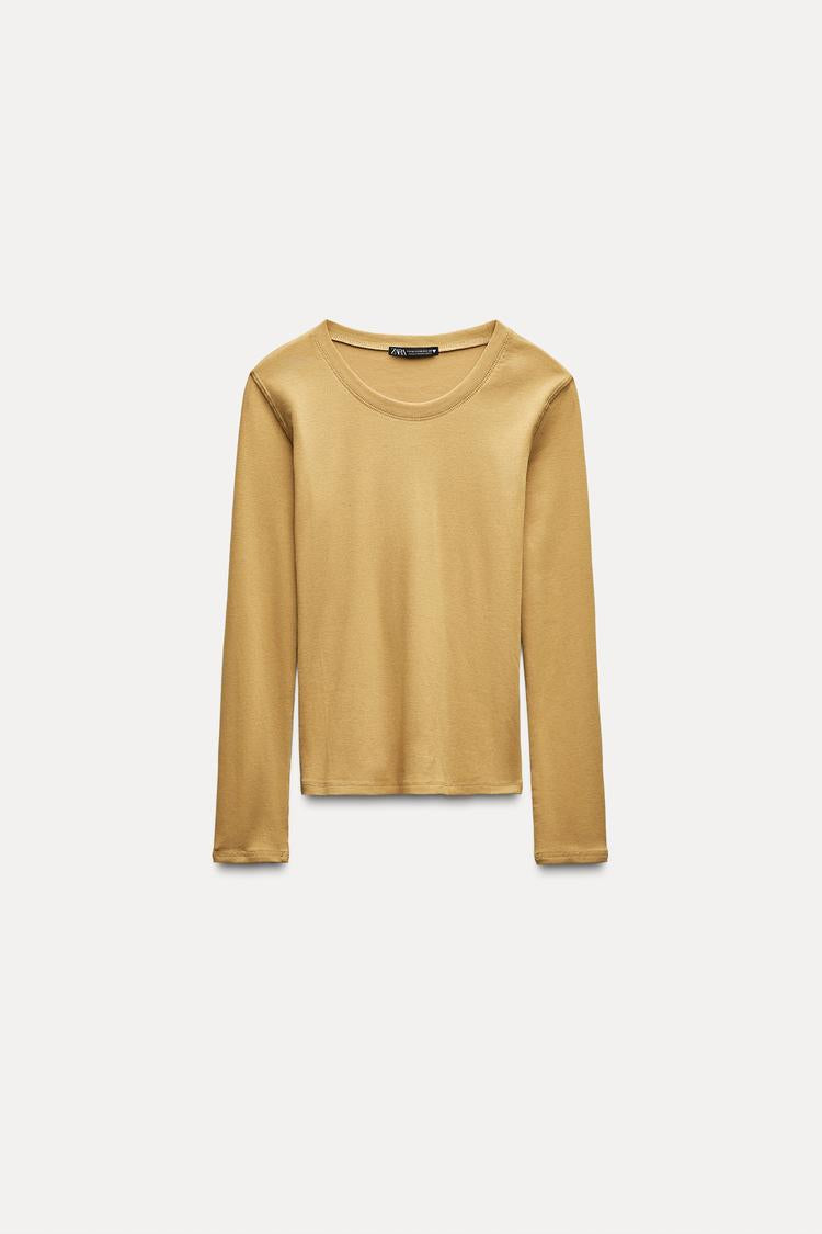 Ochre Long Sleeve Ribbed T-Shirt