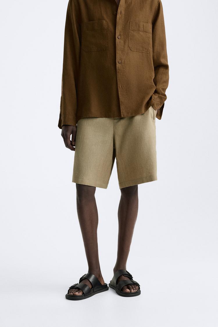 Structured Cotton and Linen Shorts