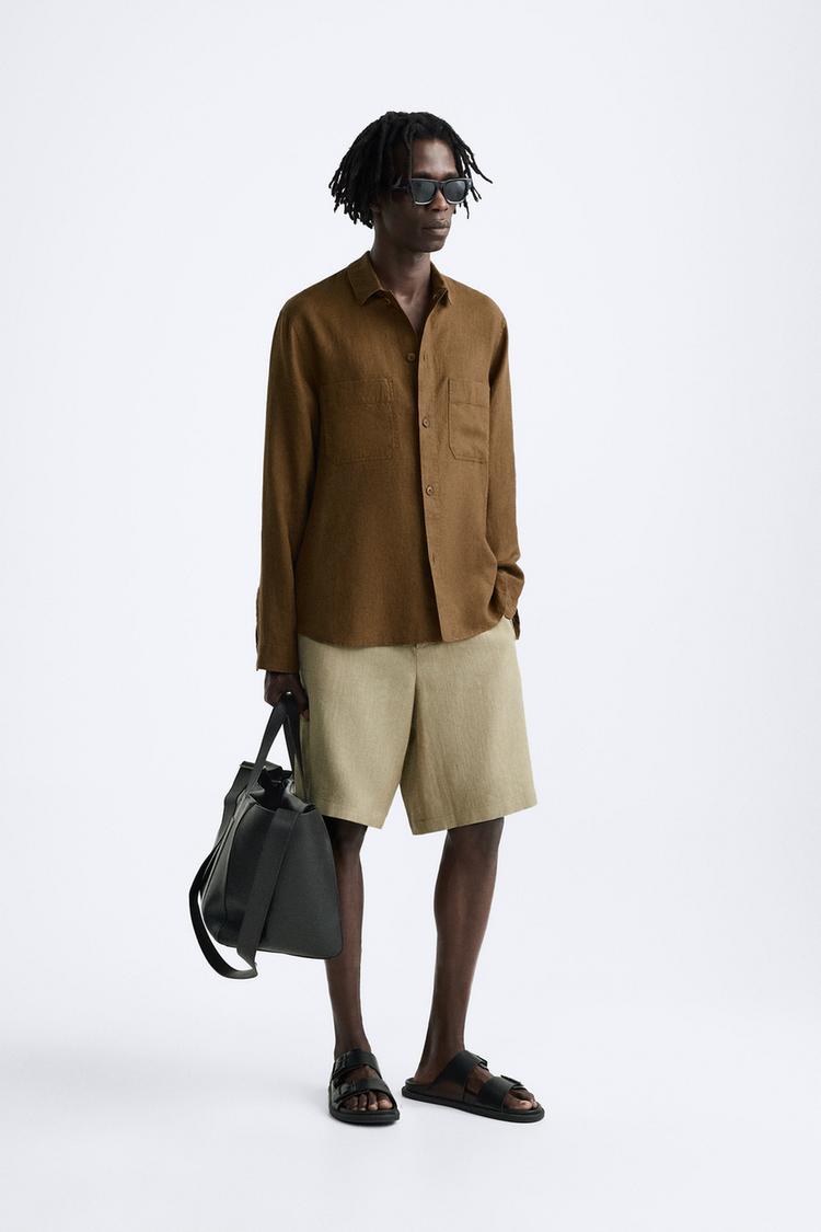 Structured Cotton and Linen Shorts