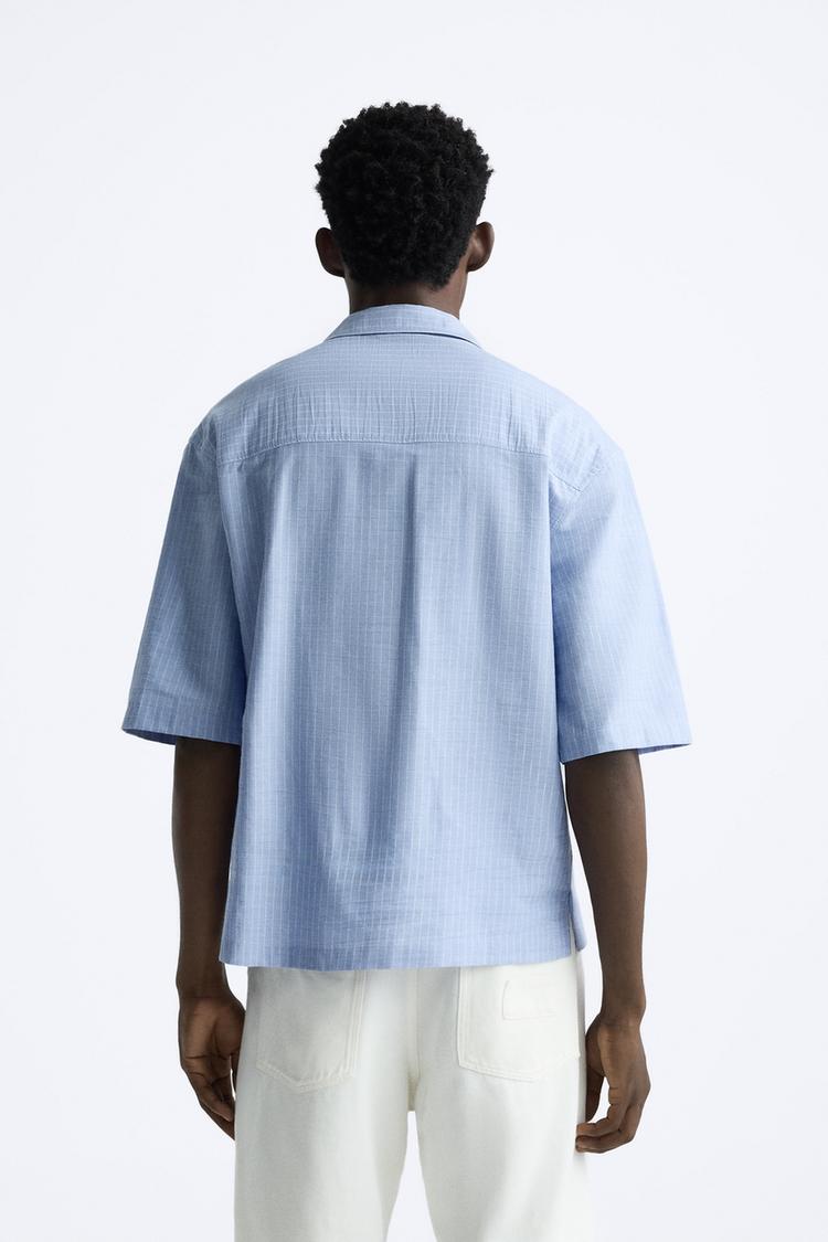 Striped Shirt with Pleated Effect