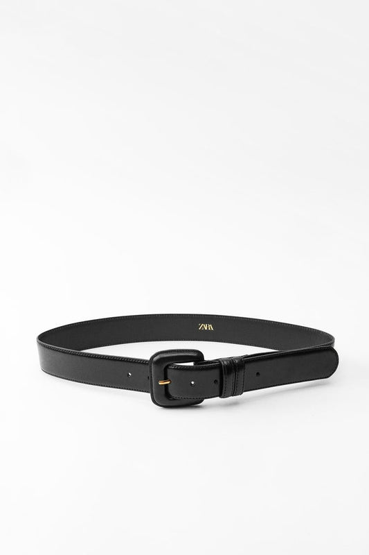 Leather Belt with Square Buckle