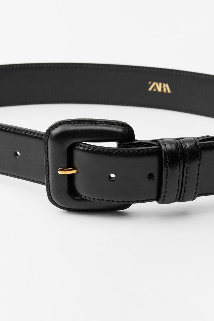 Leather Belt with Square Buckle