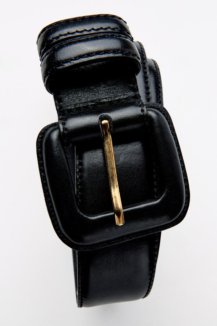 Leather Belt with Square Buckle