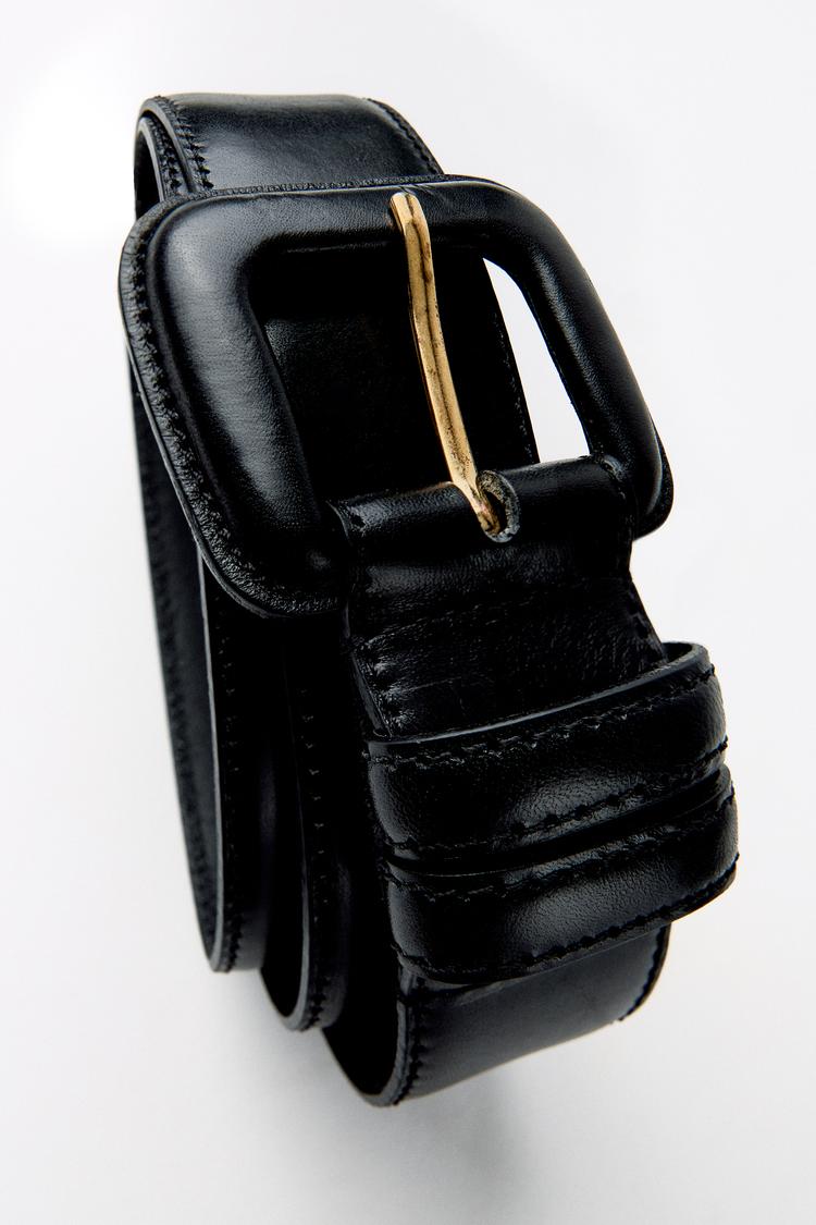 Leather Belt with Square Buckle