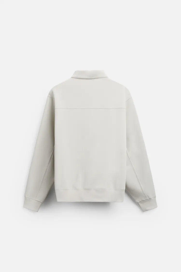 ivory white zip-up hoodie