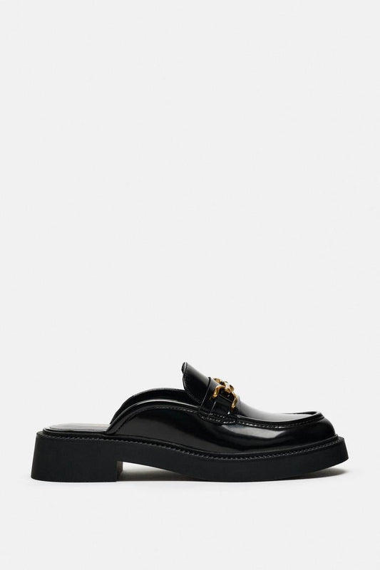 Open-back loafers with metallic detail