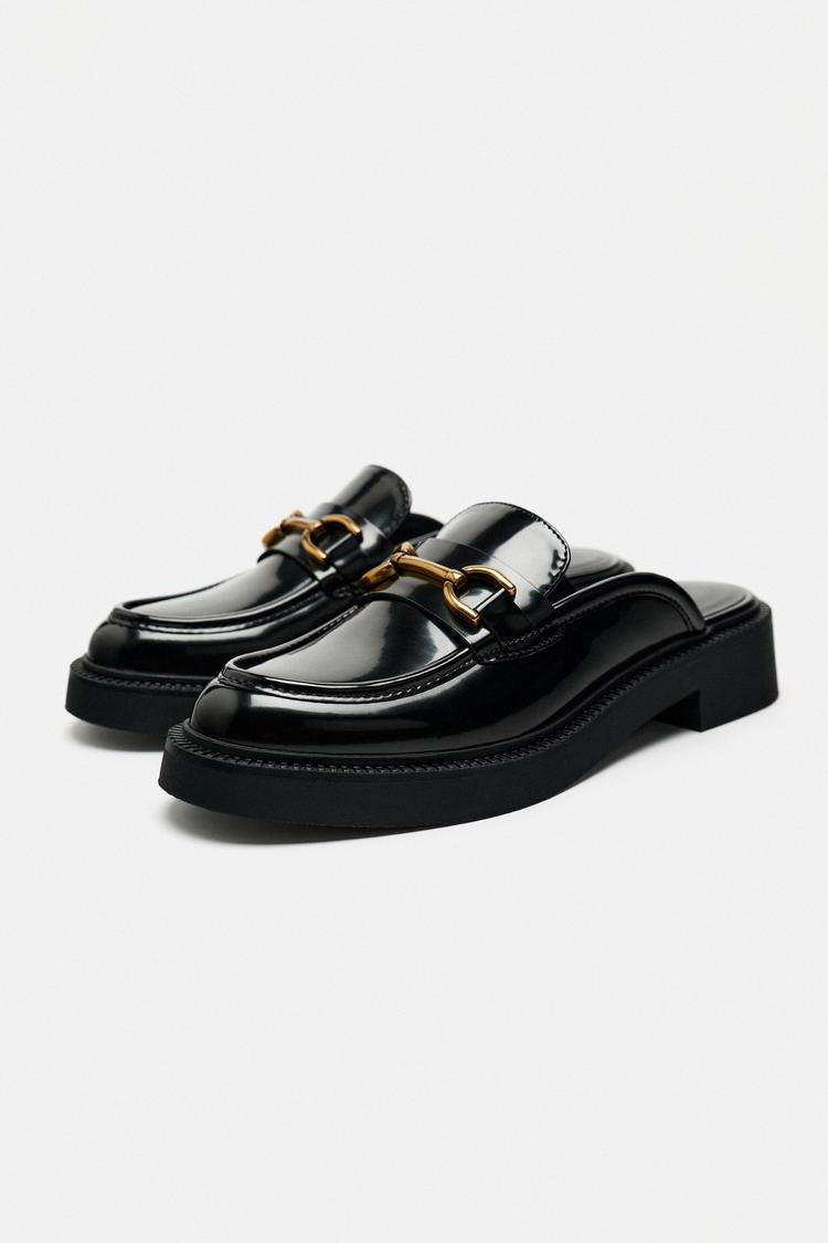 Open-back loafers with metallic detail