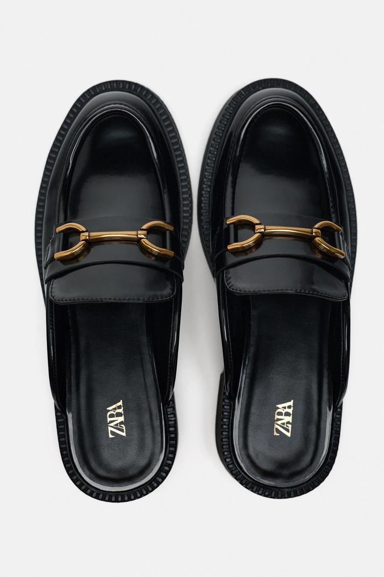 Open-back loafers with metallic detail