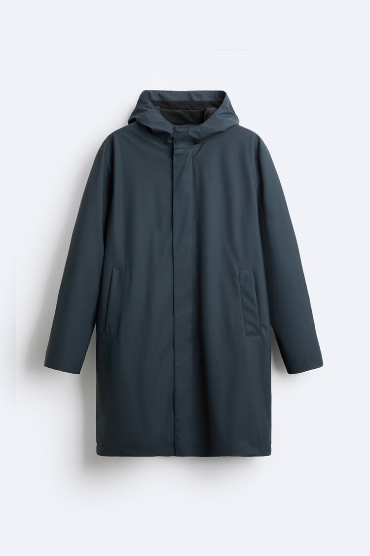 RUBBER EFFECT PARKA WITH HOOD