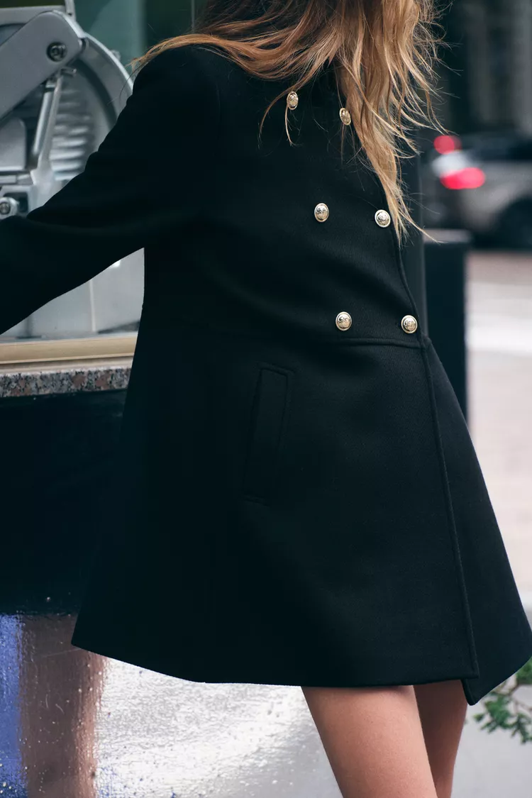 CROSS BUTTONED COAT WITH WOOL