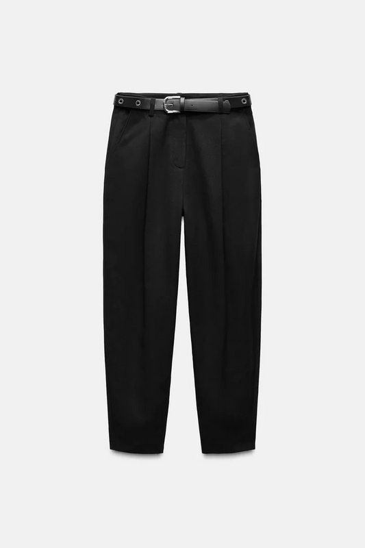 Pleated Pants with Belt