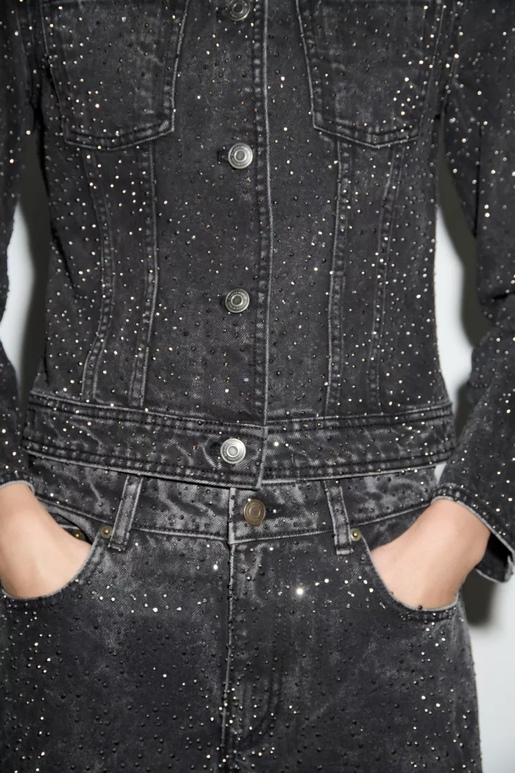 DENIM JACKET WITH SPARKLES