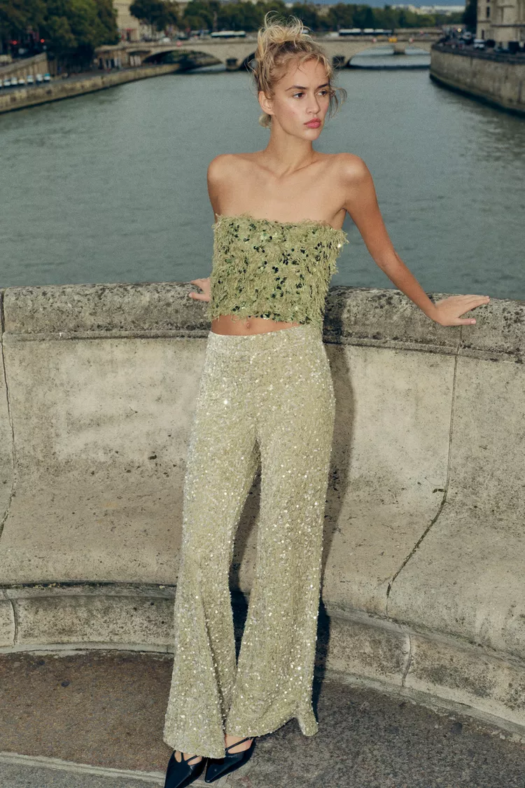 Sequin Flare Pants