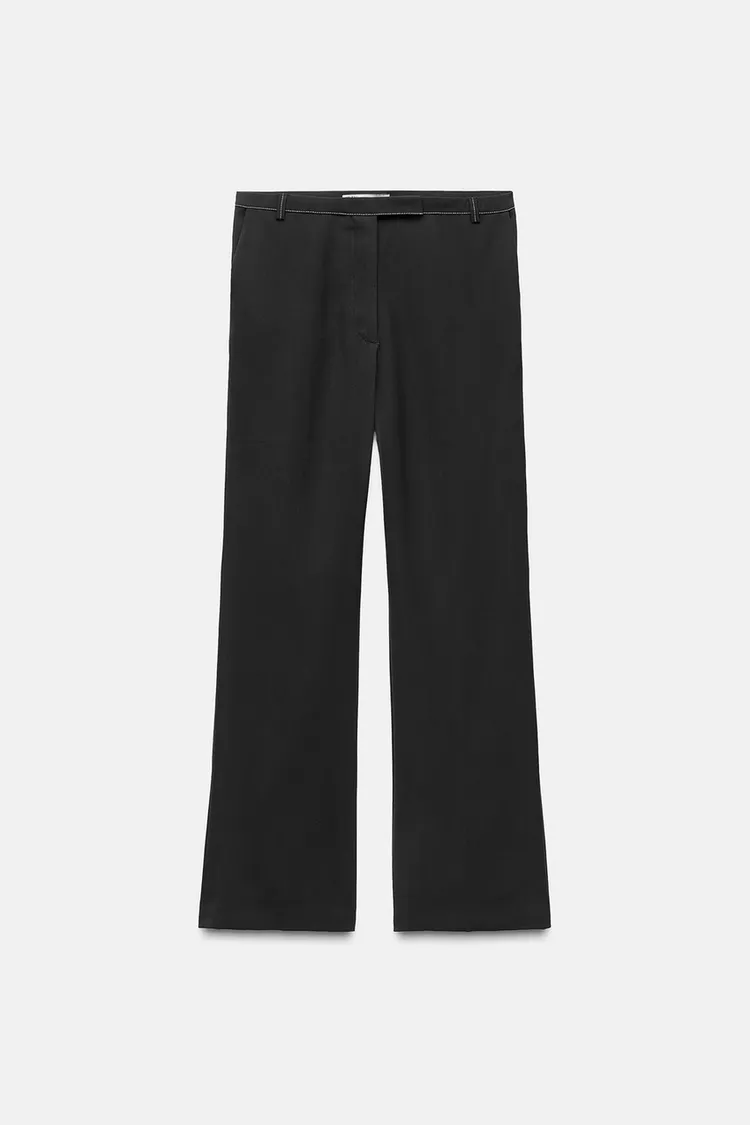 Straight Pants with Topstitching