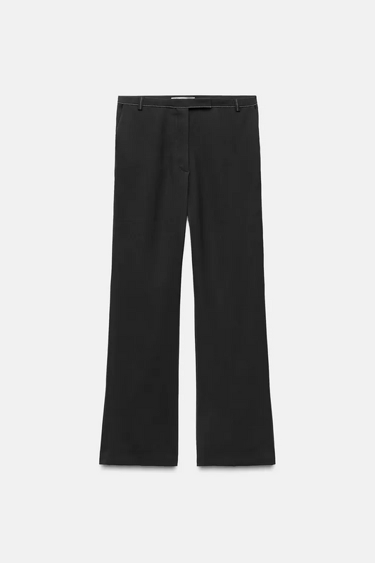 Straight Pants with Topstitching