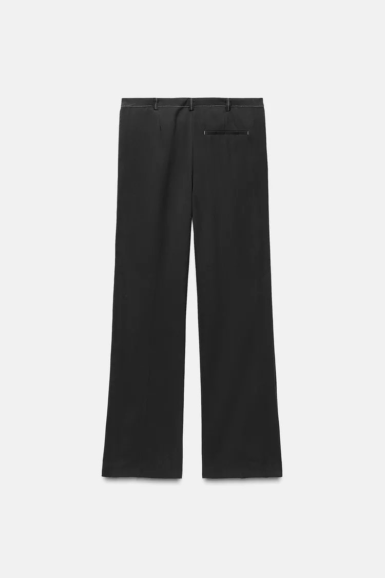 Straight Pants with Topstitching