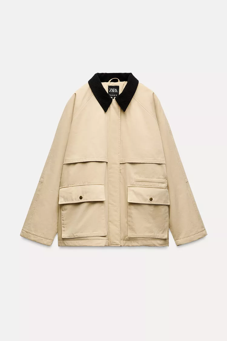 CORDUROY PILLOWED JACKET WITH COLLAR