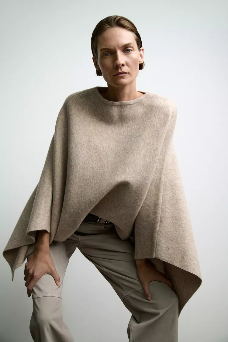 Asymmetrical Knit Cape