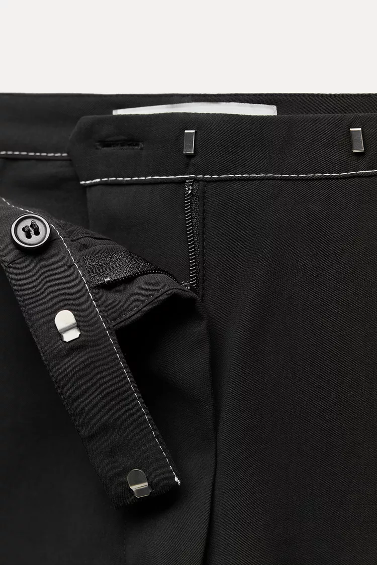 Straight Pants with Topstitching