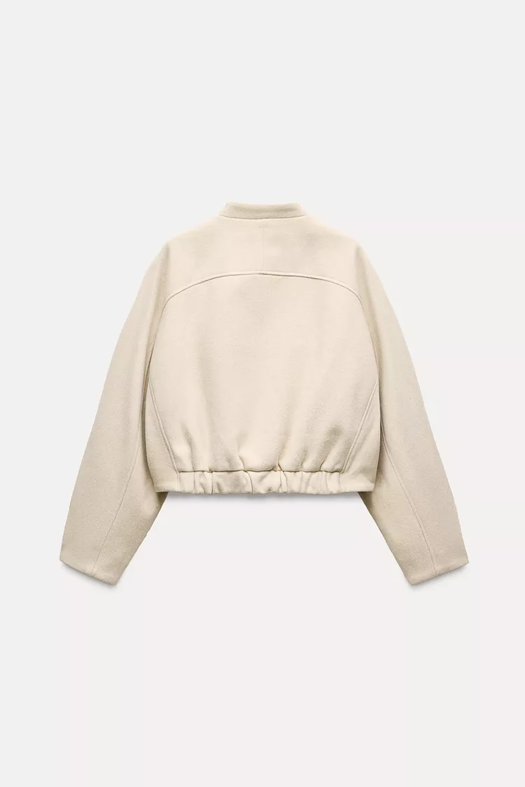 SHORT BOMBER JACKET WITH APPLIED POCKETS