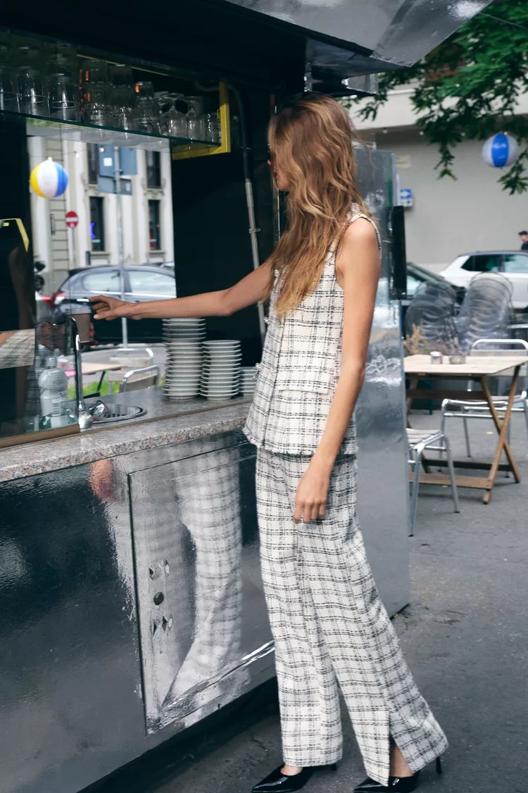 Structured Checkered Pants