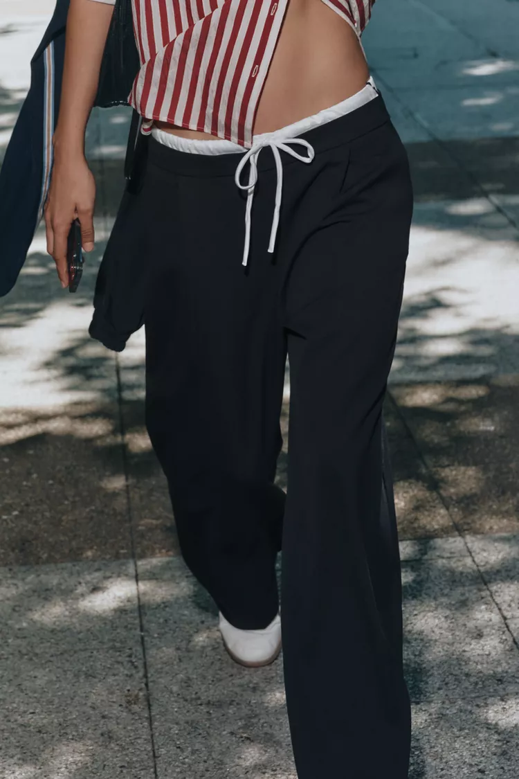 DOUBLE WAIST WIDE PANTS