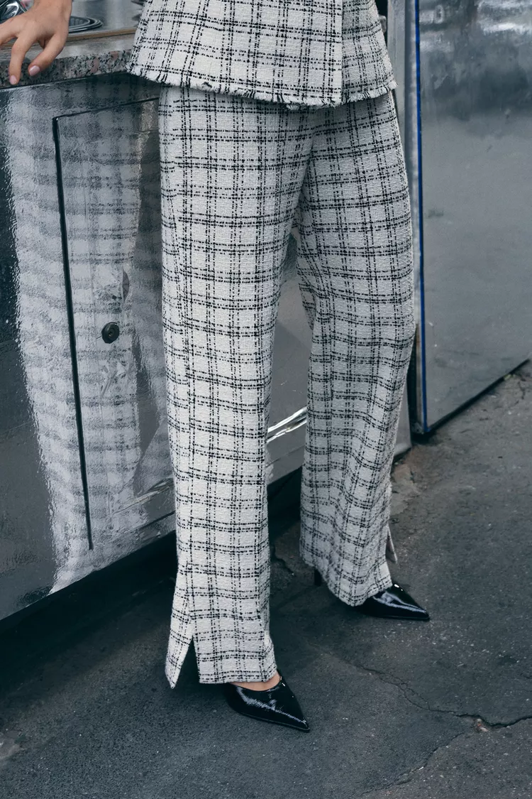 Structured Checkered Pants