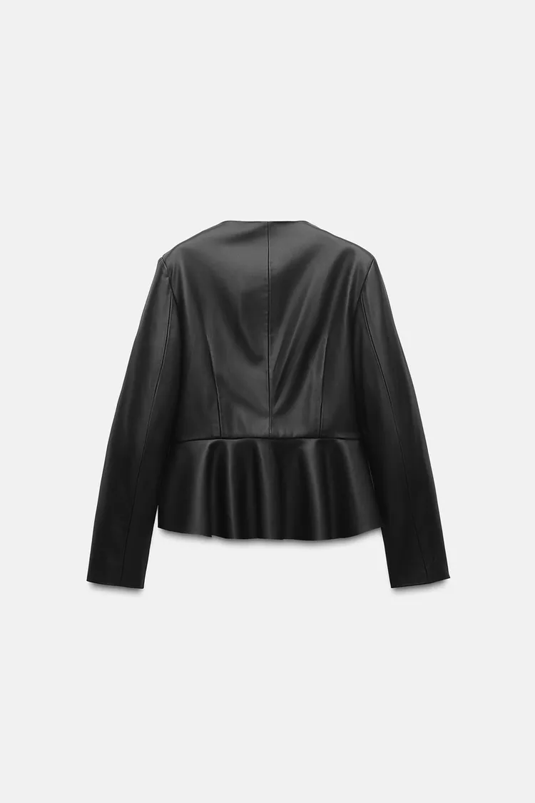 PEPLUM JACKET IN SYNTHETIC MATERIAL